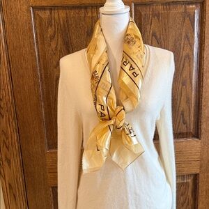 Gold and Black Paris Lightweight Square Scarf NWOT